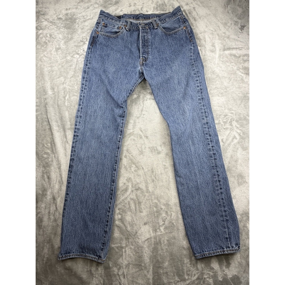 Levis 501 Jeans Men's 33x34 Blue Denim Button Fly‎ Regular Fit Straight Med Wash